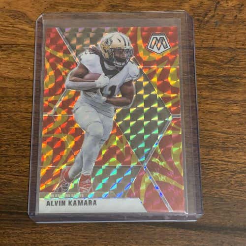 Alvin Kamara New Orleans Saints Mosaic Gold Reactive Prizm Base Card #144