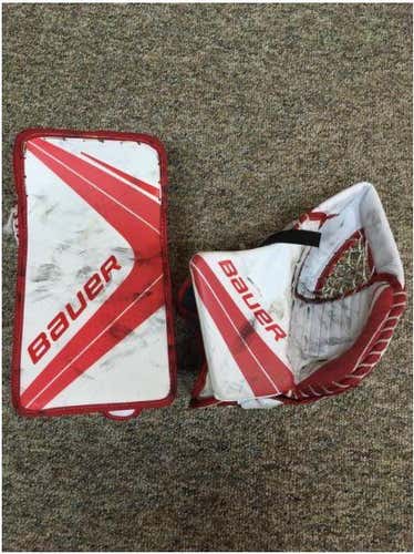 White/Red Senior Regular Vapor 1X Pro Glove & Blocker