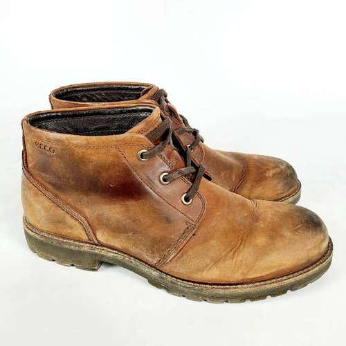 ECCO Mens Chukka Boots Brown Leather Lace Up Lug Sole Mid Top 11 EUR 45 M