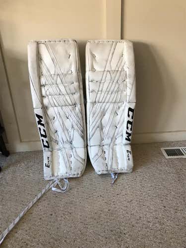White Senior 34" CCM Extreme flex 4.9  Goalie Leg Pads