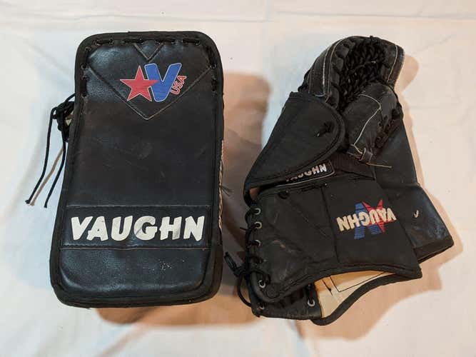 Used Vaughn T3000 B3000 Trapper A Blocker Regular Ice Hockey Goalie Catchers