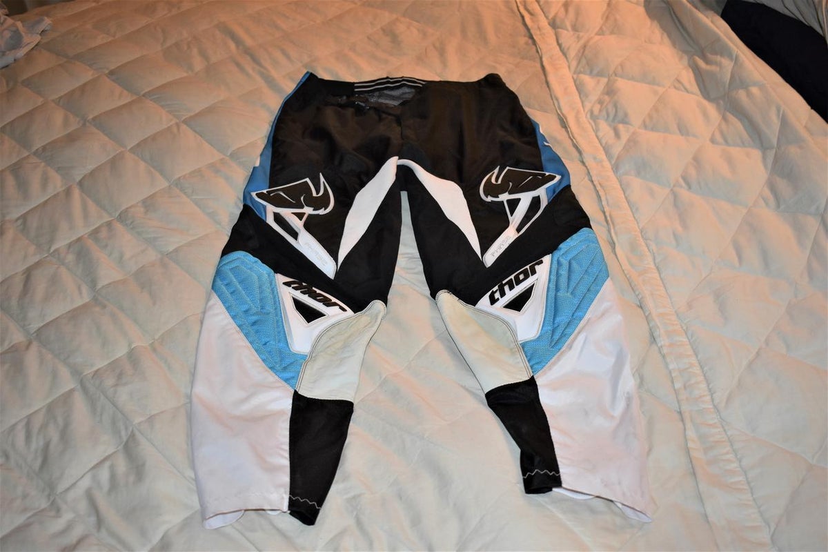 THOR MX Phase Motocross Pants, Black/White/Blue, Size 34