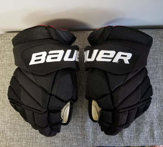 Black Used Senior Bauer Vapor 1X Pro Lite Gloves 14" Pro Stock