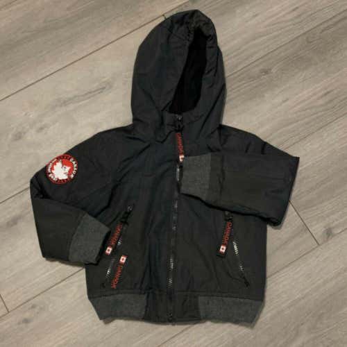 Canada Weathergear Jacket Youth 4 Boys Kids Black Hooded Winter Parka Warm Patch