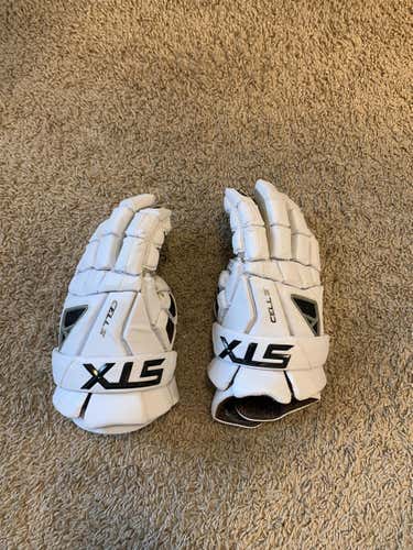 White Used Player's STX Cell IV 13" Lacrosse Gloves
