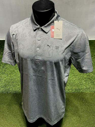 PUMA First Mile Flash Polo Shirt Quiet Shade Gray Men's Medium M NWT #37411