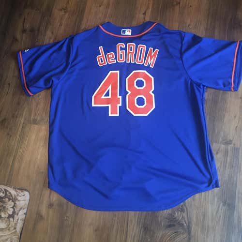 New York Mets Jacob Degrom Road Blue Cool Base Jersey XXL
