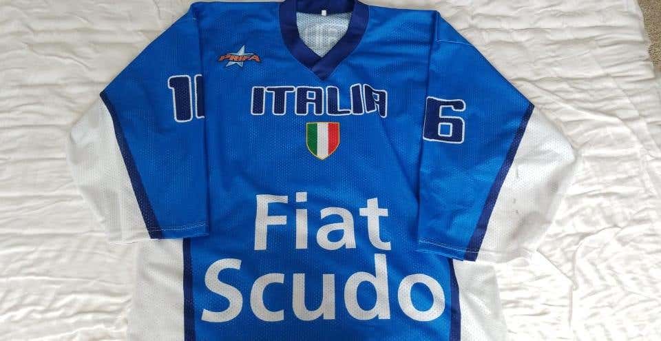 Team Italy IIHF Tournament Warmup jersey Game worn XL Blue