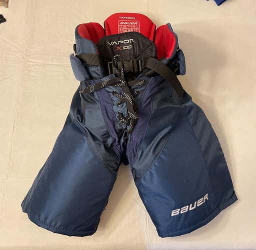 Navy Blue Junior Medium Bauer Vapor X100 Aerolite Hockey Pants Hockey Breezers