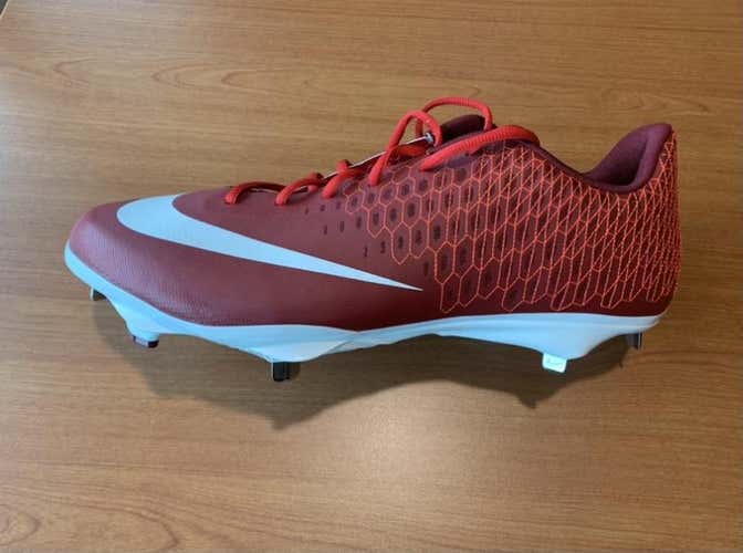 Nike Lunar Vapor Ultrafly Elite 2 Spike Baseball Cleats University Red/Team Red/White (Size 15)