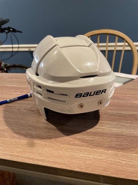 White Used Medium Bauer Re-Akt 75 Pro Stock Helmet