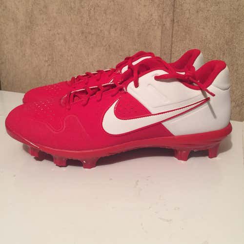 NIKE ALPHA HUARAHCE VARSITY LOW BASEBALL CLEATS RED MEN SIZE 12