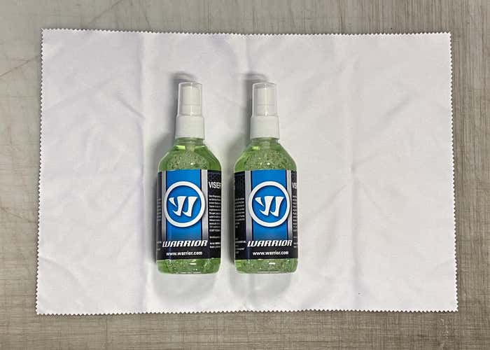 2 Bottles of Warrior Visor Cleaning Emulsion Spray with Microfiber cloth