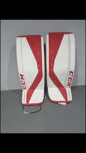 White Senior 33" CCM Premier II Pro Goalie Leg Pads