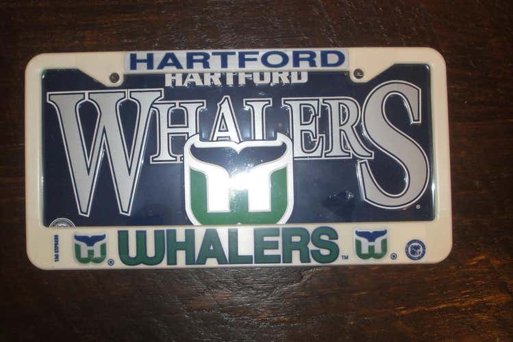 HARTFORD WHALERS VINTAGE LICENSE PLATE FRAME AND LOGO PLATE NEW