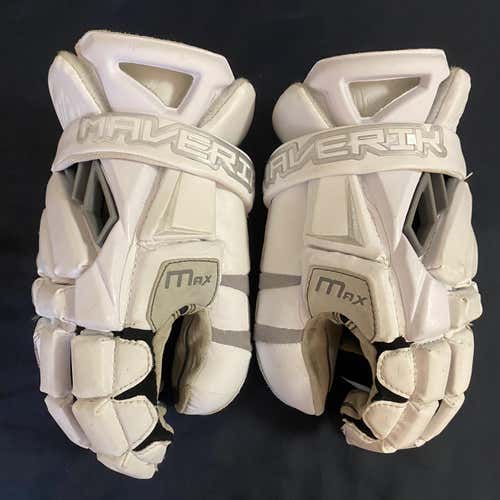 White Used Maverik Max 13" Goalie Gloves