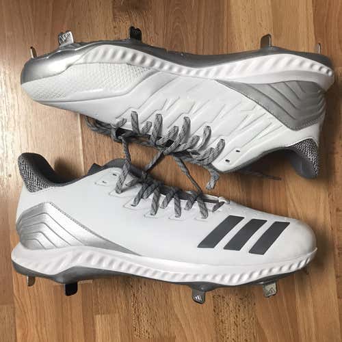 New Size 13 ADIDAS Icon Bounce Metal Baseball Cleats White/Silver