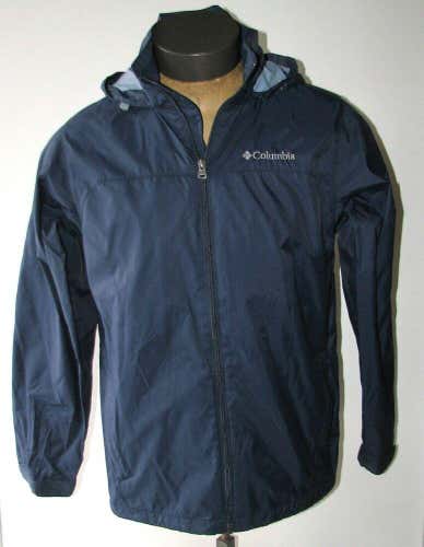 Columbia Men's Blue Hooded Soft Shell Rain Windbreaker Jacket Coat Size Small S