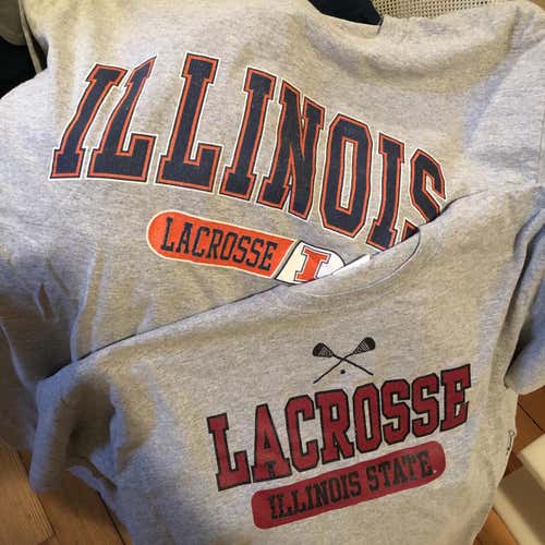 2 Large U of I & ISU Lacrosse Shirts