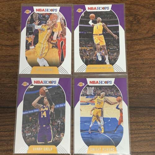 Los Angeles Lakers 20-21 NBA Hoops 4 Card Team Base Set Lot w/Kuzma Howard Green