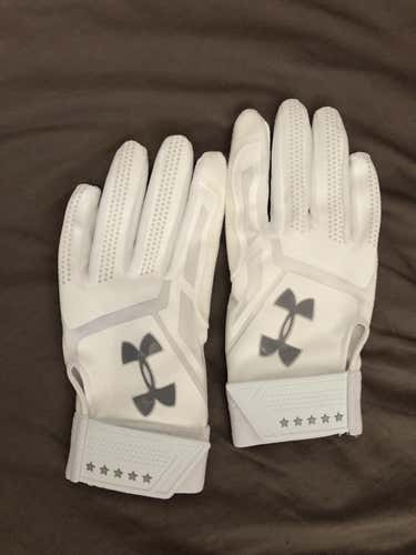 White UA Batting Gloves (Medium) NEW