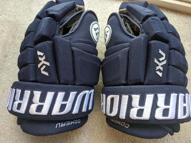Navy Blue Used Senior Warrior Franchise AX1 Gloves 13" Pro Stock Comeau