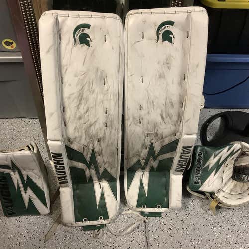 Green/White Vaughn Pro Stock Goalie Pads/Glove/Blocker Full Set