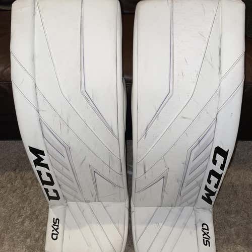 White Senior 34" CCM Axis Pro  Goalie Leg Pads