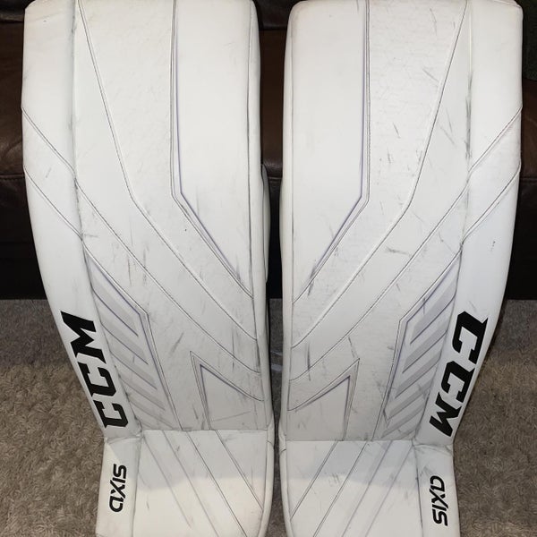White Senior 34" CCM Axis Pro Goalie Leg Pads