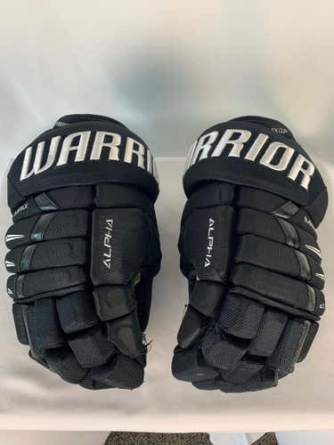 Black Used Senior Warrior Alpha DX Pro Gloves 13" Pro Stock- Utah Grizzlies ECHL