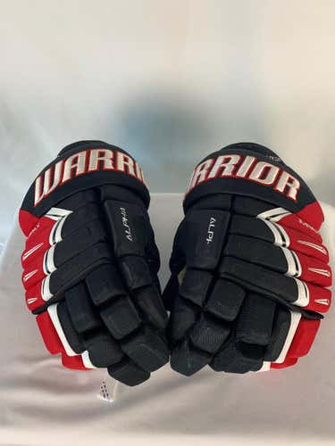 Black/Red/White Used Senior Warrior Alpha Pro Gloves 14"- Rapid City Rush ECHL