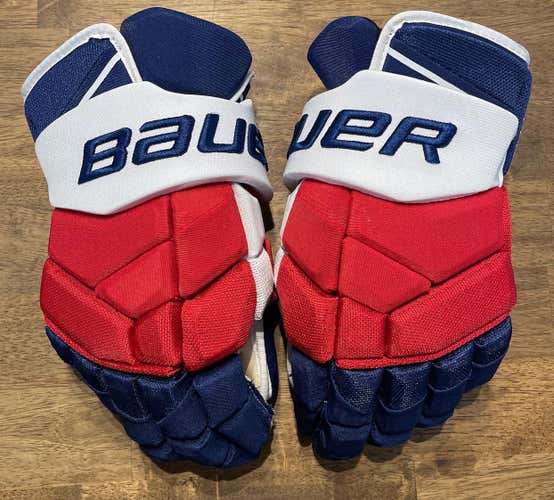 Red White Blue Bauer Supreme 2S Pro 15" Pro Stock Gloves
