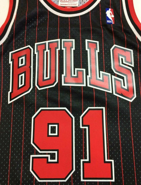 Mitchell & Ness NBA Swingman Jersey Bulls 1995 Dennis Rodman UNC Pinst –  Sneaker Junkies