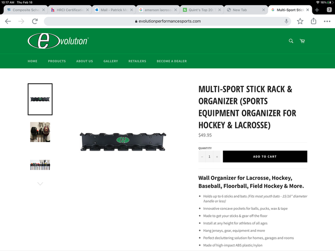Evolution multi-sport stick rack