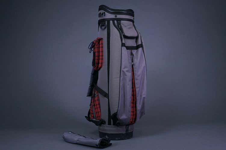 VINTAGE TITLEIST 6 WAY DIVIDER GOLF CART BAG, GRAY RED PLAID ~ L@@K!!