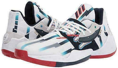 ADIDAS JAMES HARDEN VOL 4 IV DYNASTY BASKETBALL SHOES SIZE 12.5 BRAND NEW GCA JH WHITE BLUE RED HTF