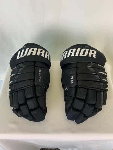 Black Used Senior Warrior Alpha DX Pro Gloves 14"- Utah Grizzlies ECHL