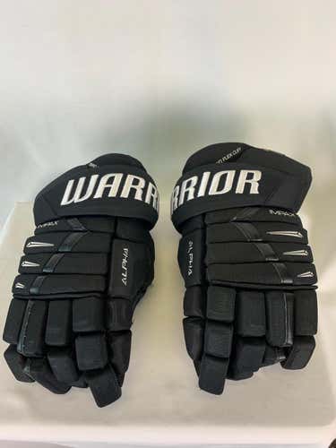 Black Used Senior Warrior Alpha DX Pro Gloves 15"- Utah Grizzlies ECHL