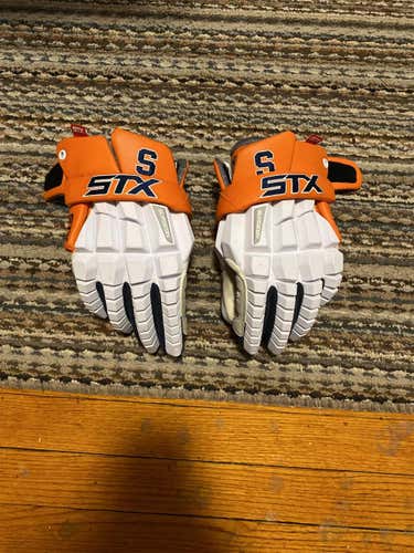 White Used Player's STX Surgeon RZR 13" Lacrosse Gloves