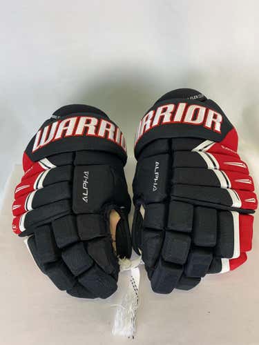 Black/Red/White Used Senior Warrior Alpha DX Pro Gloves 15"- Rapid City Rush ECHL