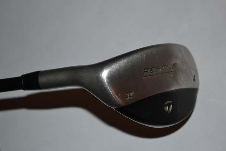Left Handed TaylorMade Rescue 4 hybrid with a stiff flex graphite shaft