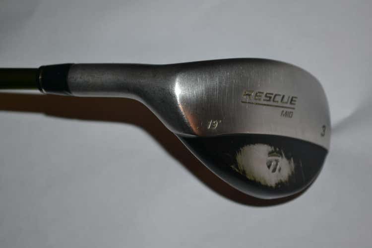 Left Handed TaylorMade Rescue 3 hybrid with a stiff flex graphite shaft
