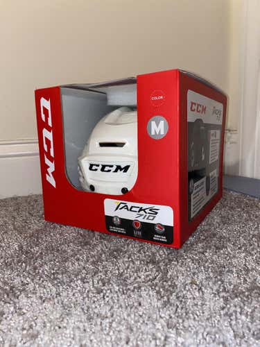 White New Medium CCM Tacks 710 Pro Stock Helmet