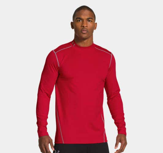Under Armour Mens EVO Coldgear Fitted Mock Turtleneck Red 1248945-600 NEW in Under Armour bag