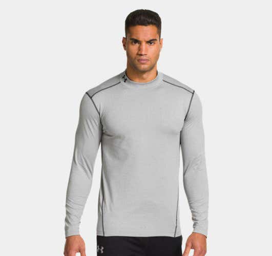 Under Armour Mens EVO Coldgear Fitted Mock Turtleneck Gray 1248945-025 NEW in Under Armour bag