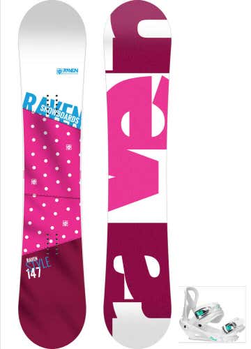 NEW $600 Raven Style Snowboard & New Layla Bindings Combo 147CM Rocker Ride comb