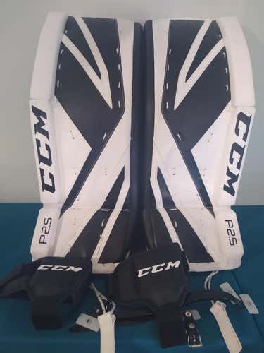 White/Black New Junior 28" (28+1) CCM Premier P2.5 Goalie Leg Pads