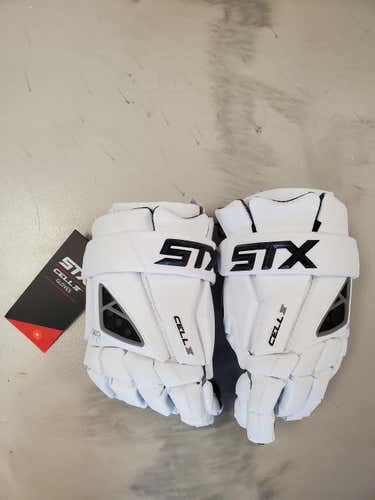 White New STX Cell IV Lacrosse Gloves 12"