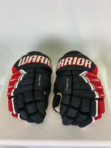 Black/Red/White Used Senior Warrior Alpha DX Pro Gloves 14"- Indy Fuel ECHL