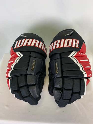 Black/Red/White Used Senior Warrior Alpha DX Gloves 15"- Indy Fuel ECHL